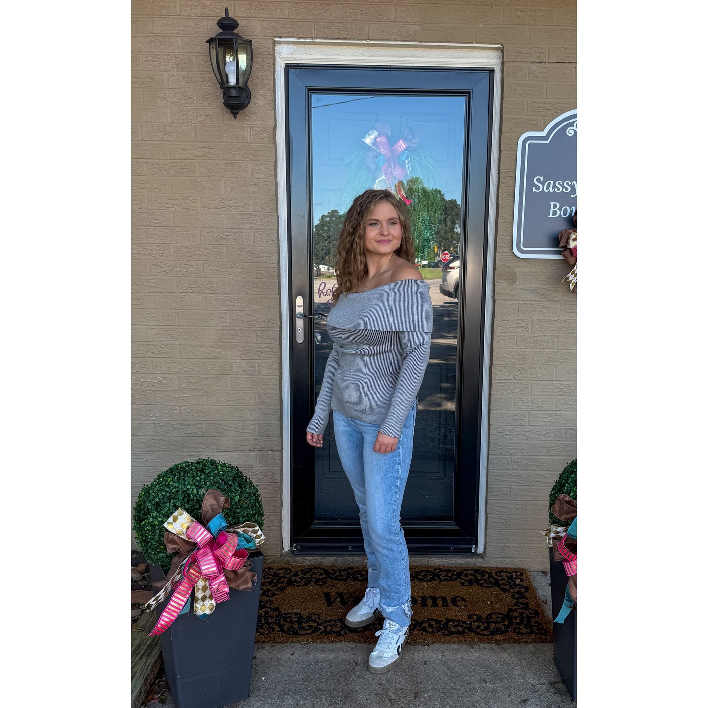 Maddie OTS Sweater, Grey