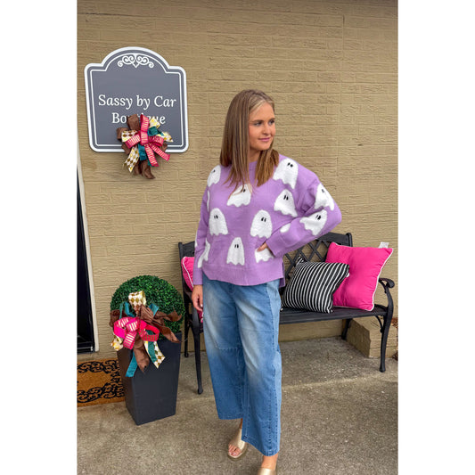 Spooky Sweater, Purple/White