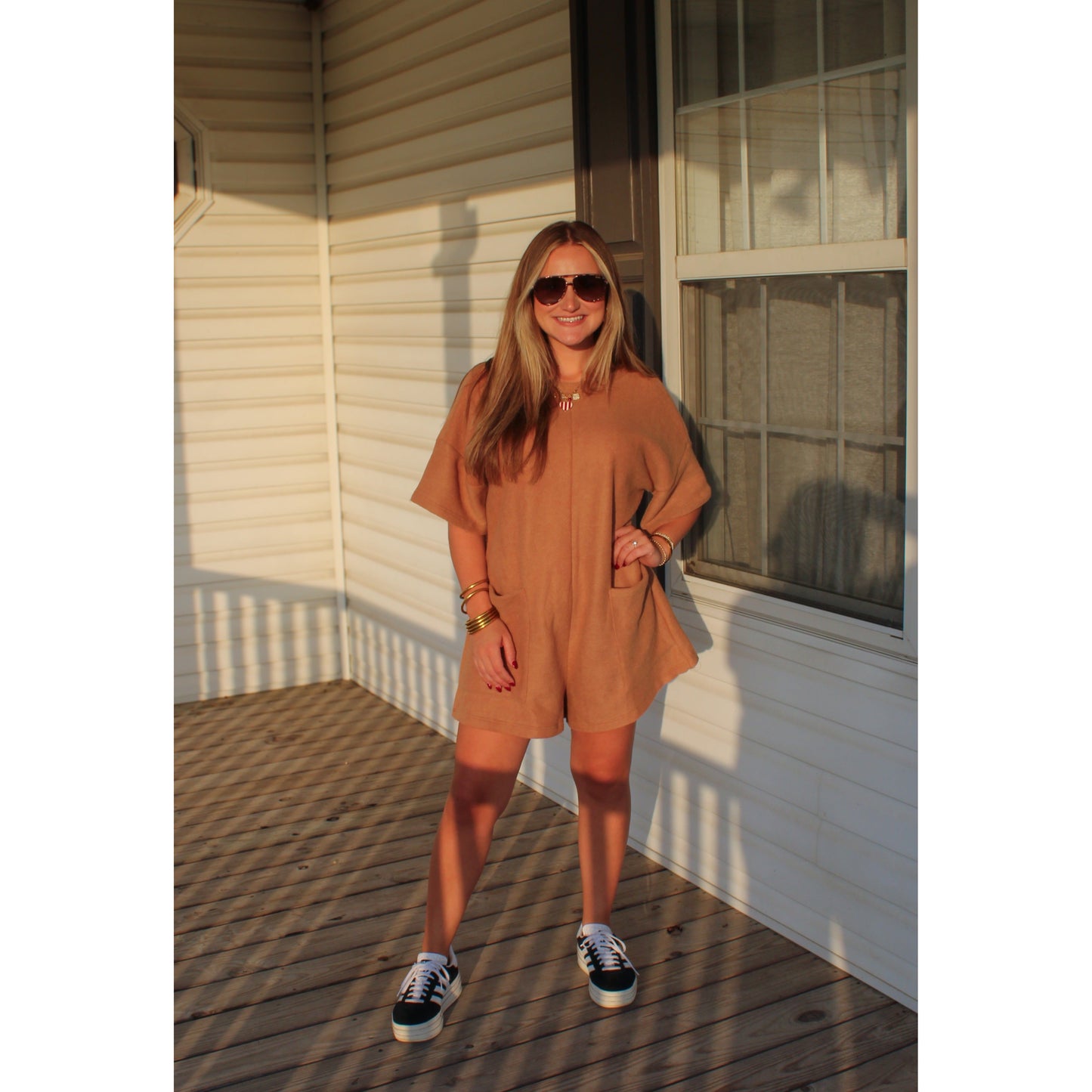 Teddy Oversized Romper, Camel