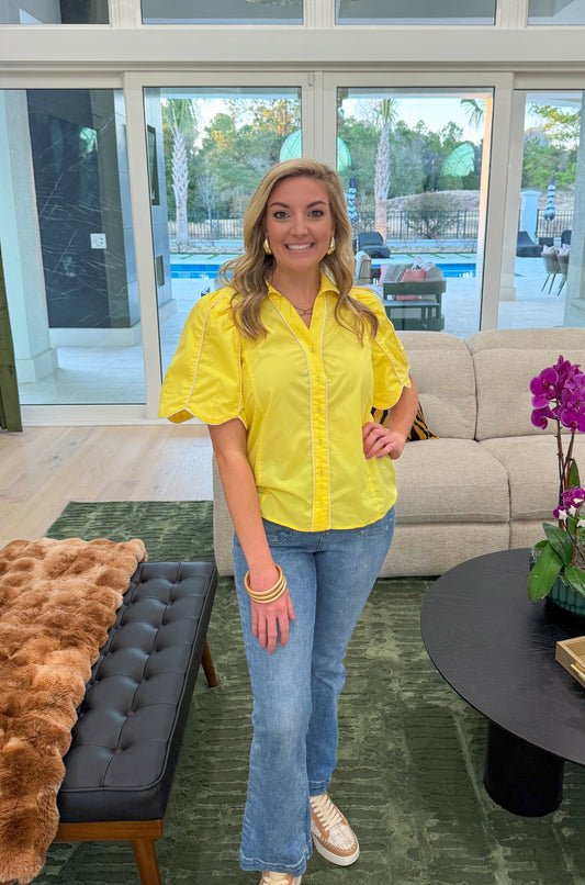 Bridget Scallop Blouse, Lemon