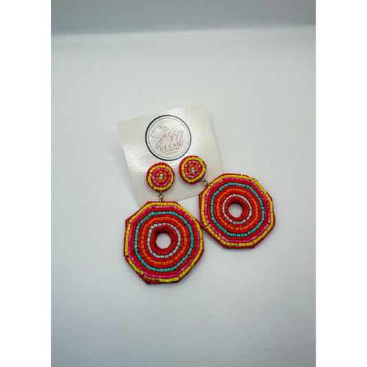 Red Multi Beaded Earrings