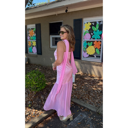 Pinky Maxi Dress w/ Scarf