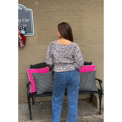 Kinsley Peplum Sweater Top, Dark Oak