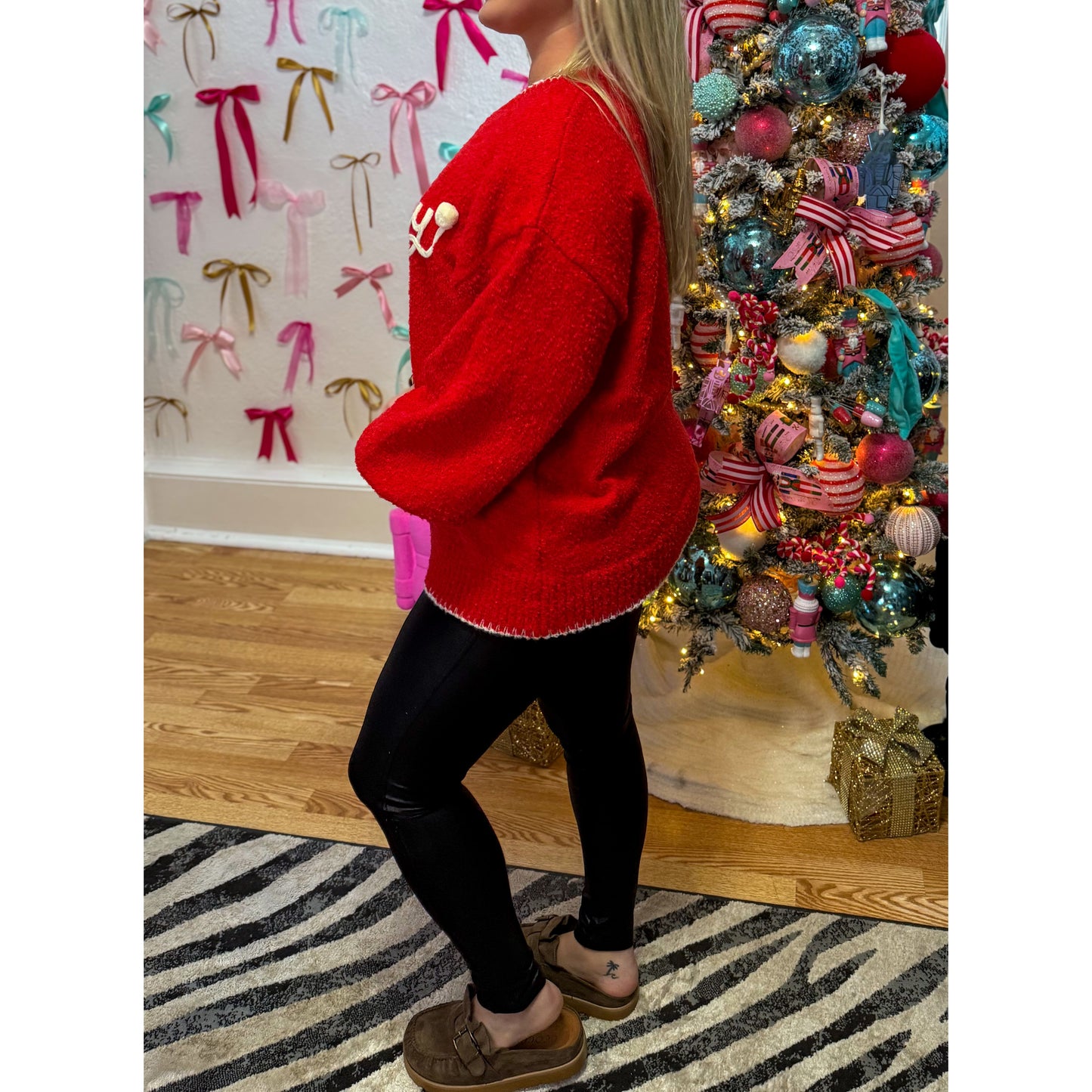Merry Sweater, Red/Ivory