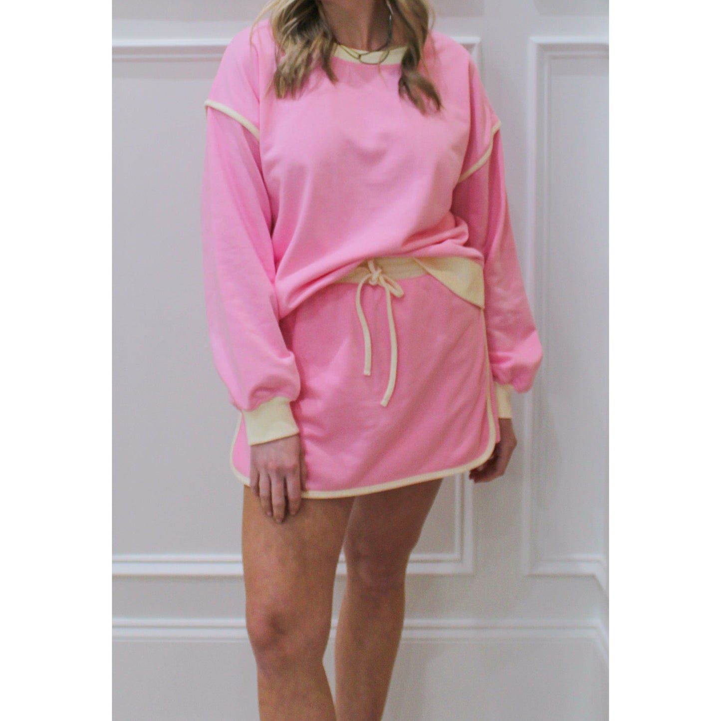 Sutton Skort Lounge Set, Pink/Cream