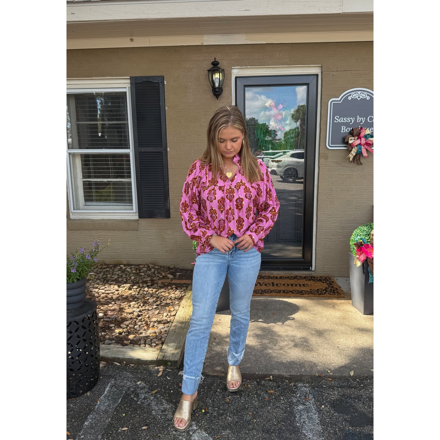Gia Pattern Blouse, Pink Multi