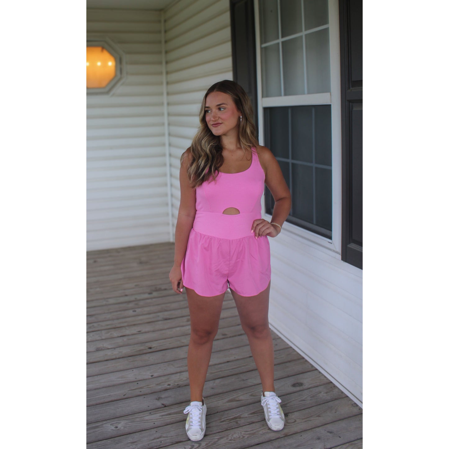 Chelsea Workout Romper, Soft Pink