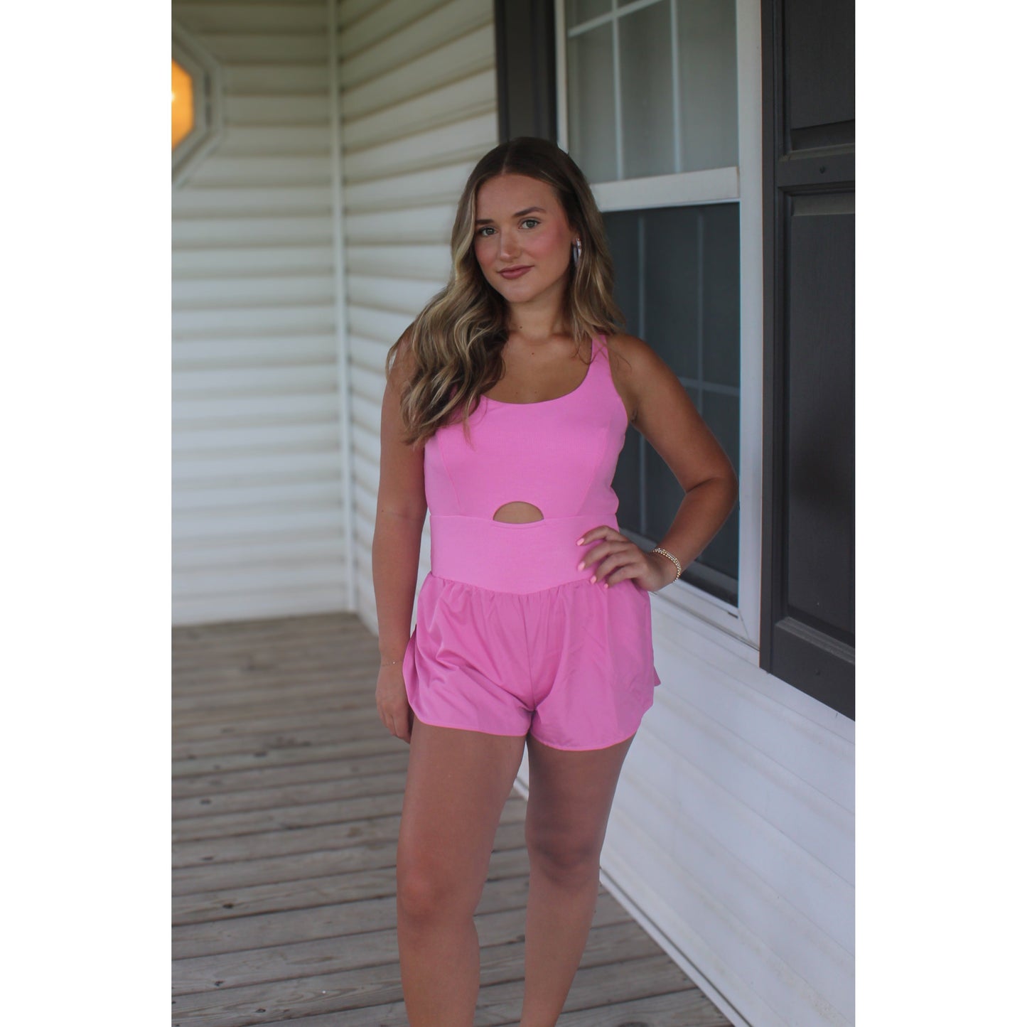 Chelsea Workout Romper, Soft Pink