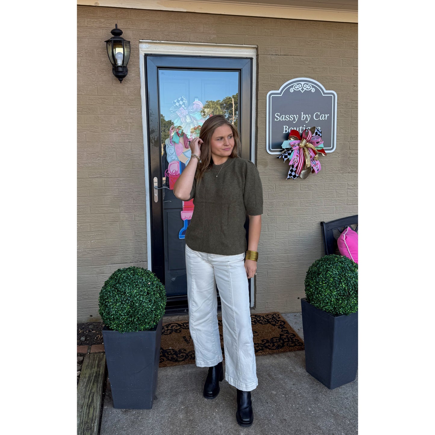 Wren Sweater Top, Olive