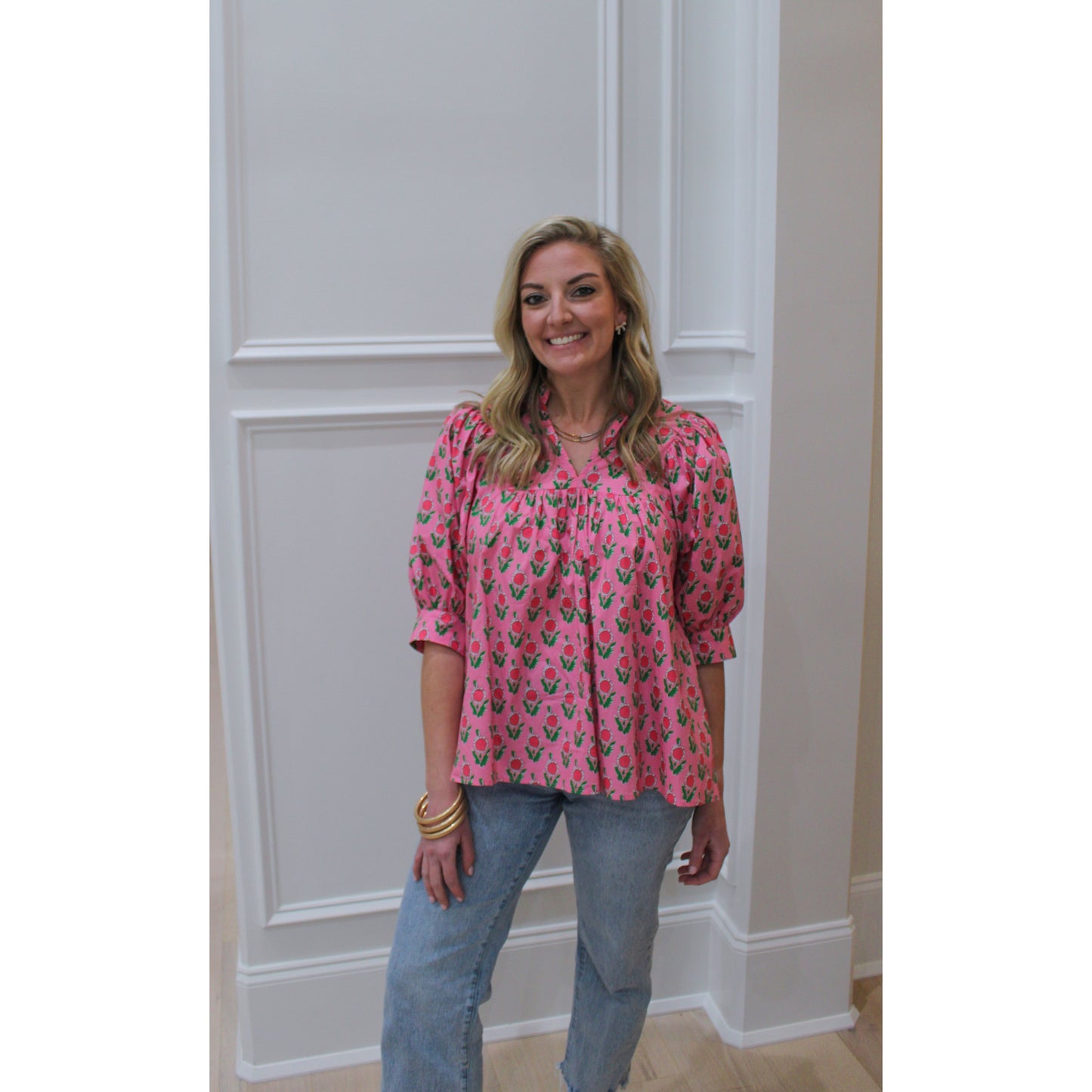 Greer Pattern Blouse, Pink Multi