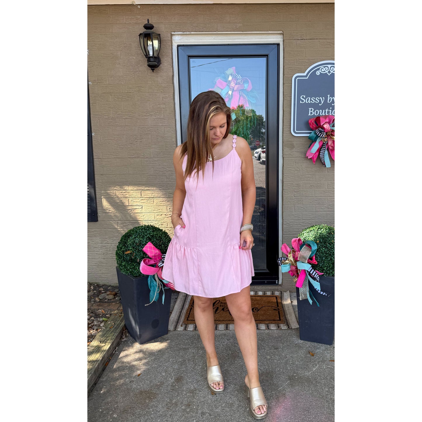 Maya Ruffle Mini Dress, Soft Pink