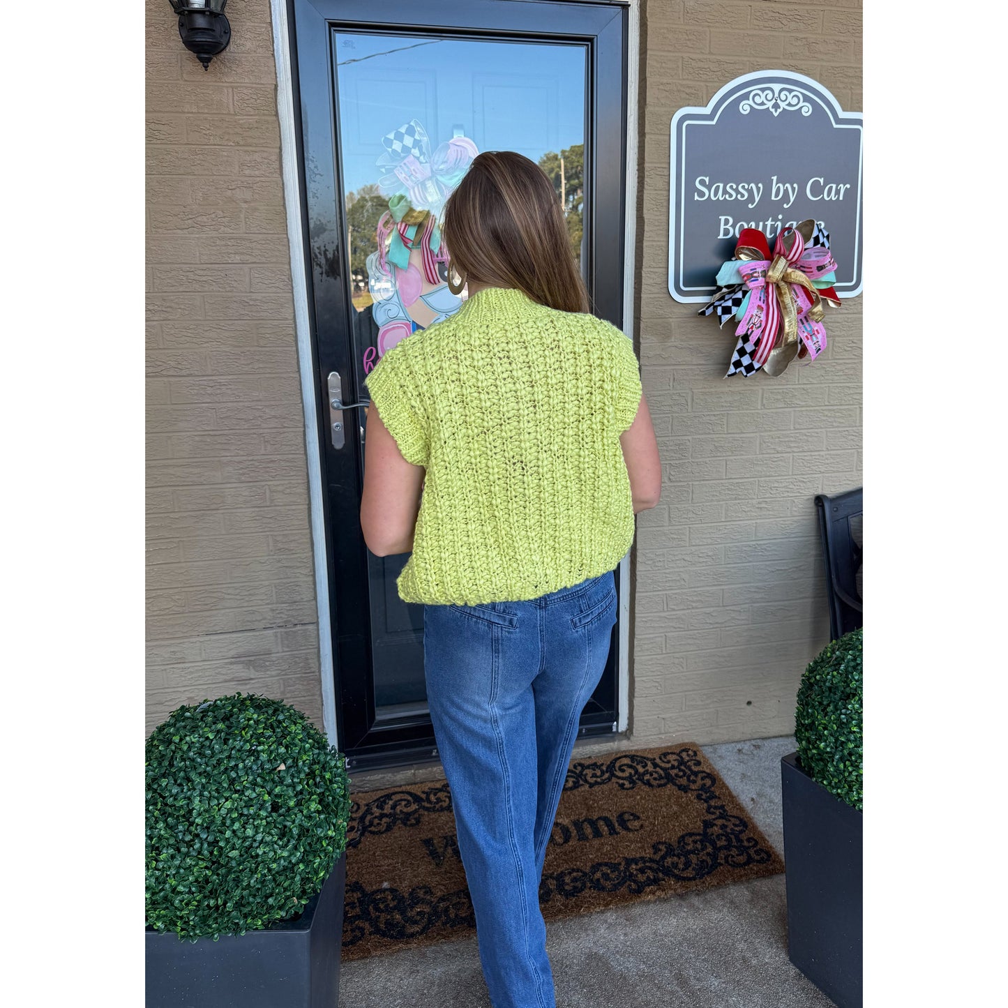 Sutton Sweater Knit Vest, Chartreuse