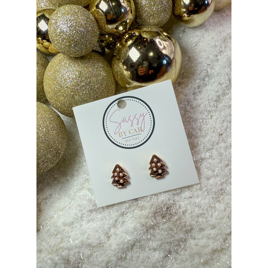 Tree Gold Stud Earrings