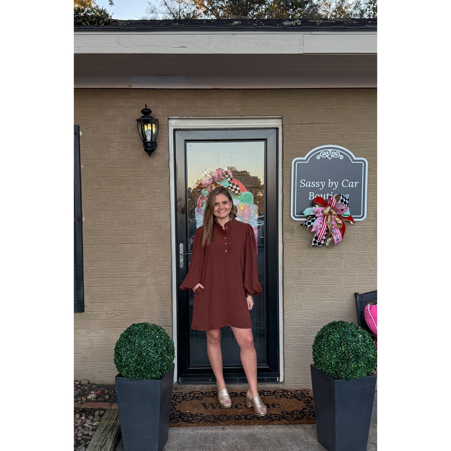 Ryleigh Mini Dress, Chocolate Brown