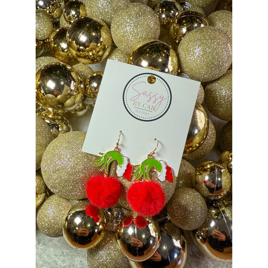 Grinch Earrings, Red