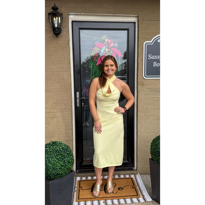 Hallie Halter Dress, Butter Yellow