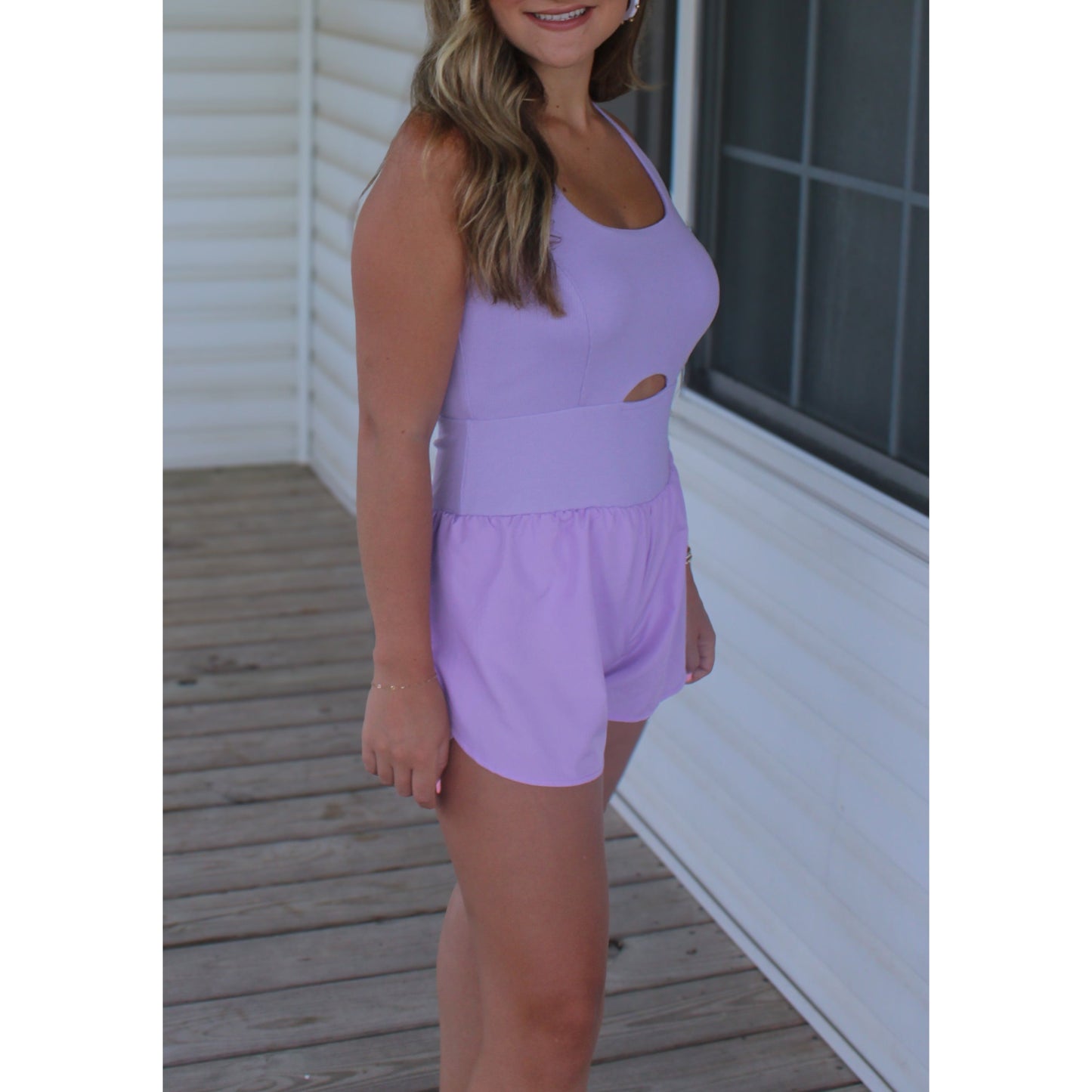 Chelsea Workout Romper, Lavender