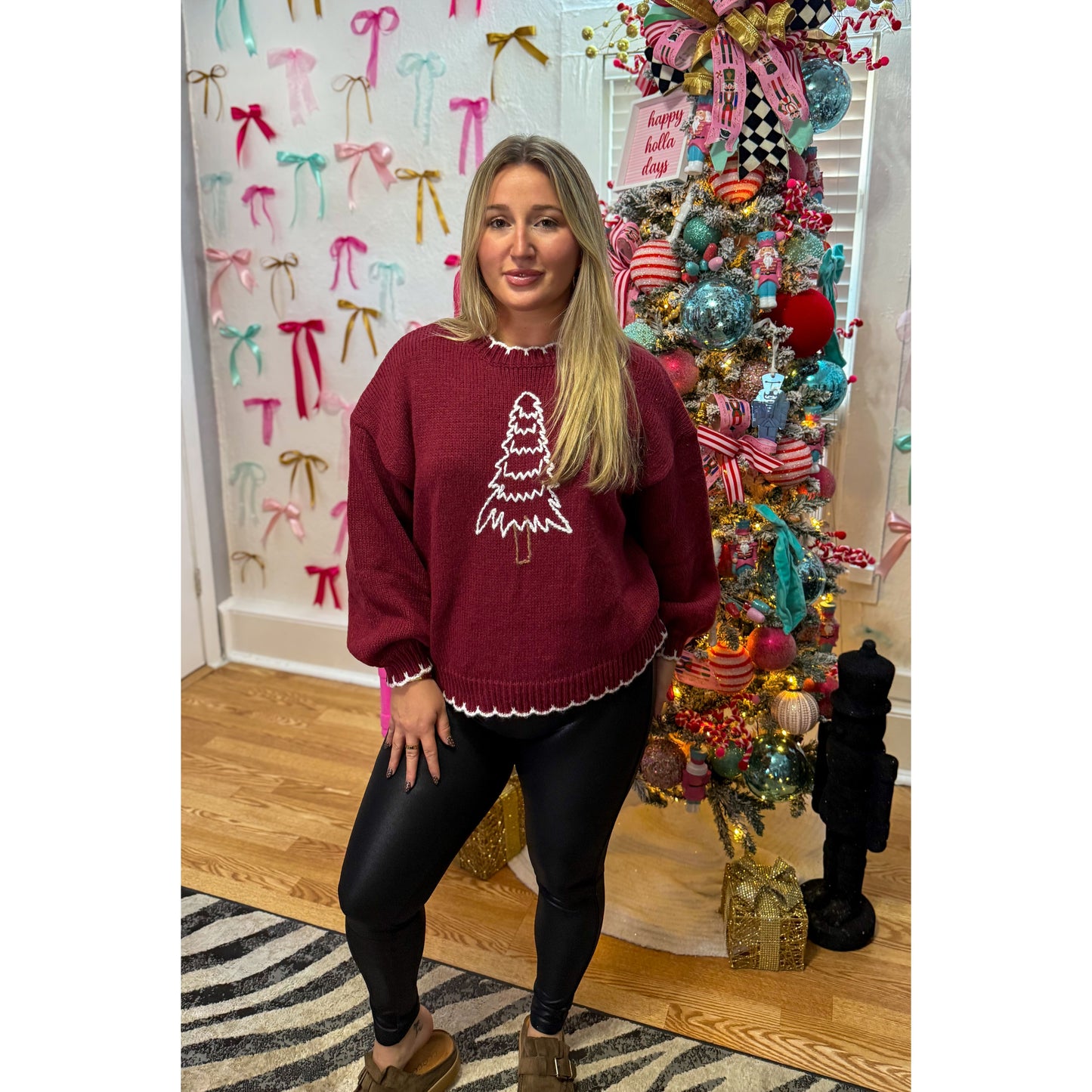 Tree Sweater, Burgundy