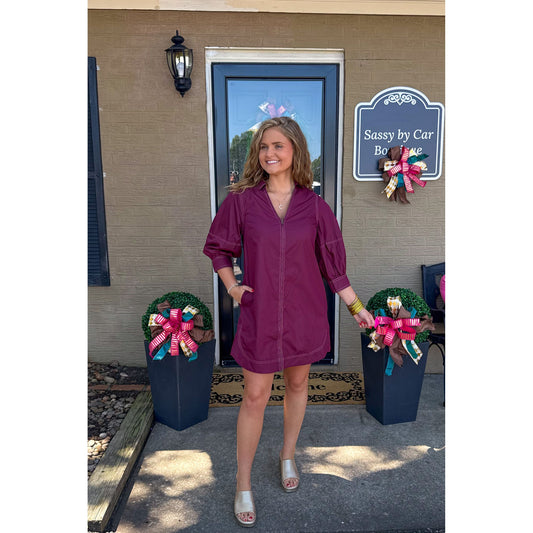 Ashe Mini Dress, Burgundy