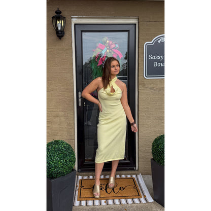 Hallie Halter Dress, Butter Yellow