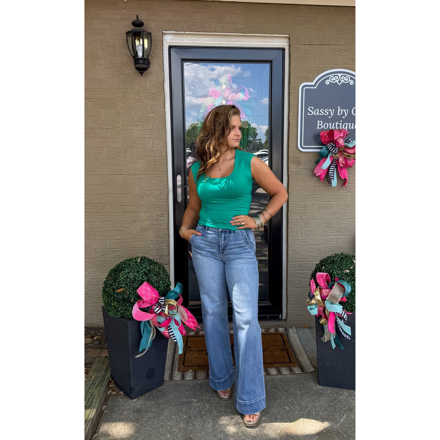 Phoebe Fitted Top, Kelly Green