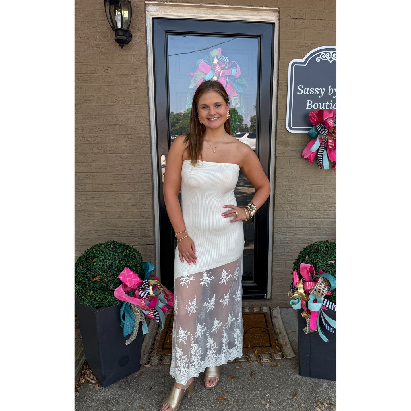 Imogen Detail Maxi Dress, Ivory