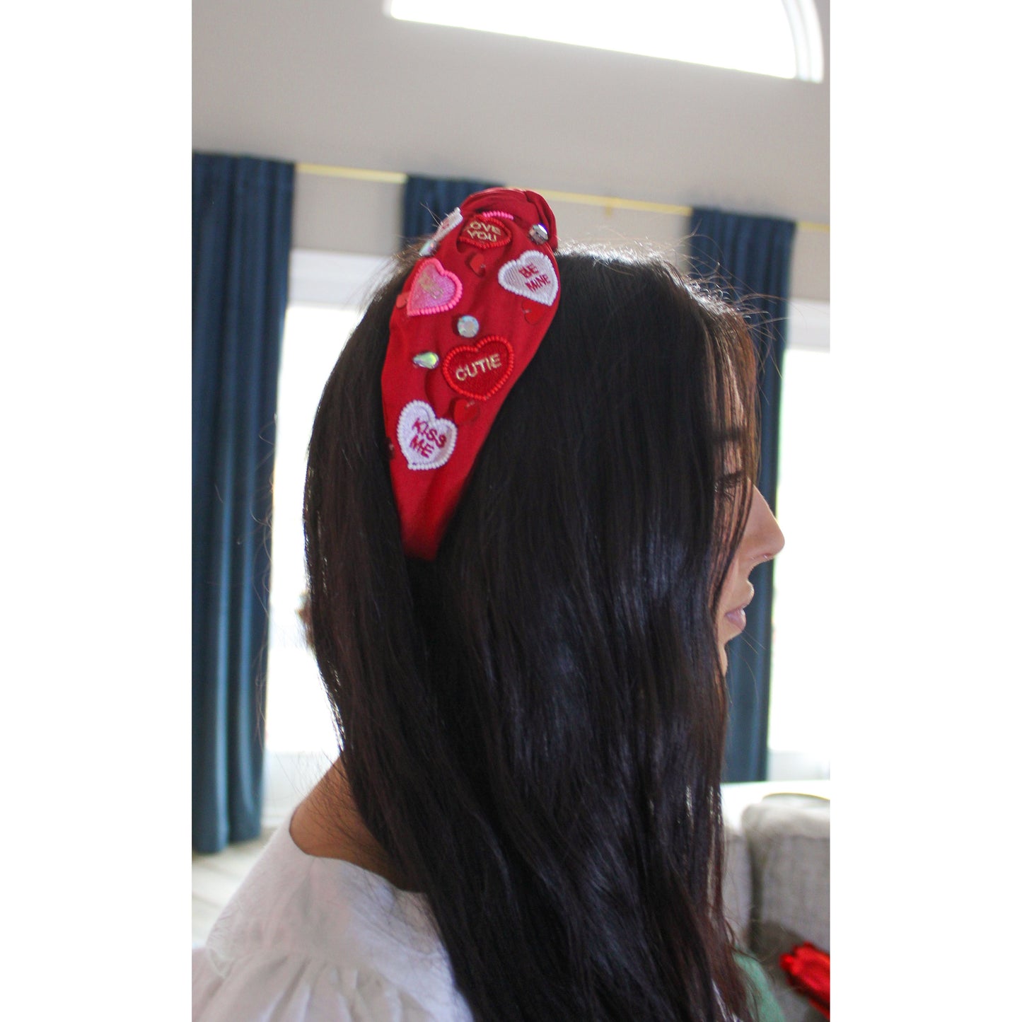 Talking Hearts Headband, Red