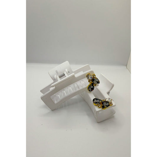 White Jeweled Claw Clip