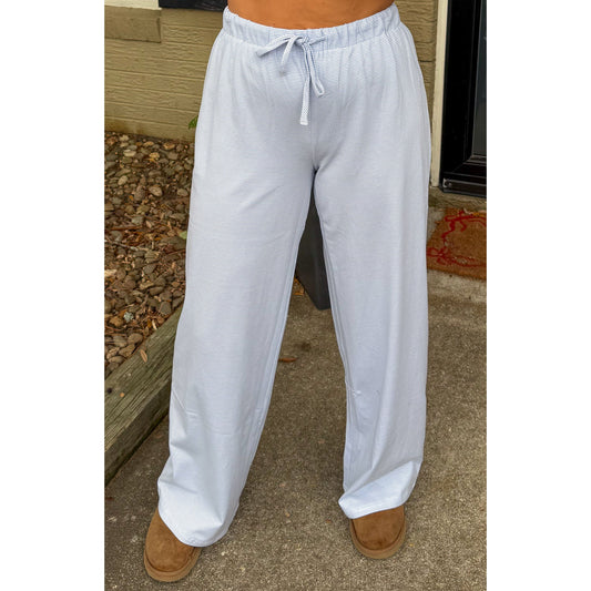 Stripe Detail Yoga Pants, Light Blue/White