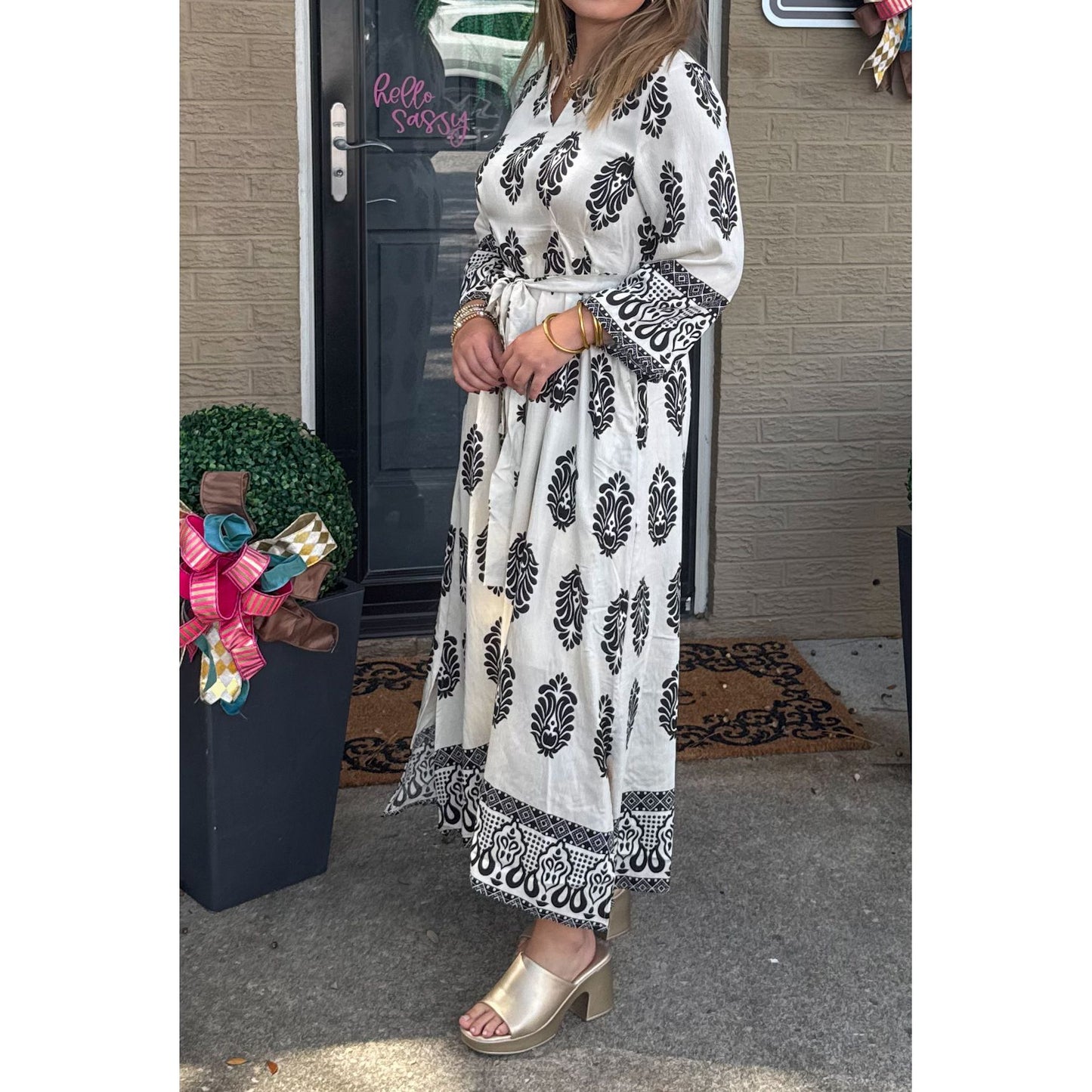 Poppy Maxi Dress, Black/White