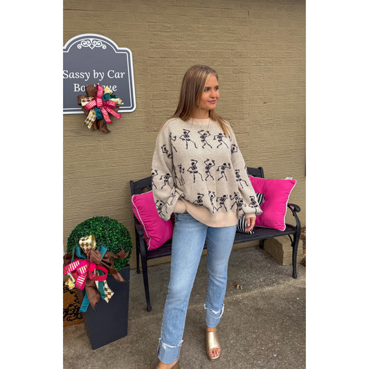 Dancing Mummies Sweater, Ivory/Black