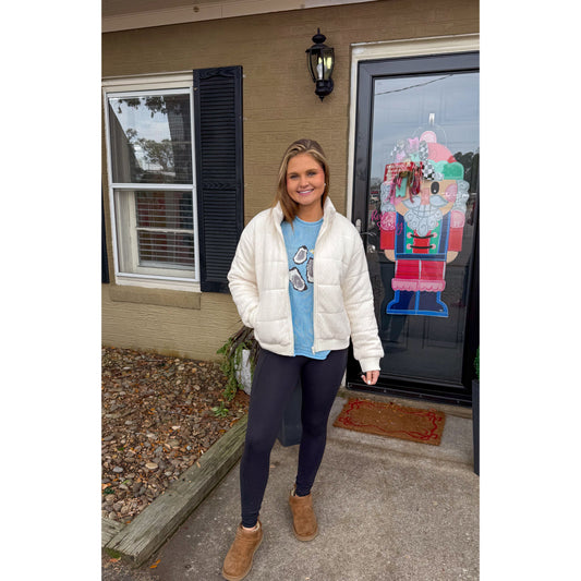 Cream Detail Puffer Jacket