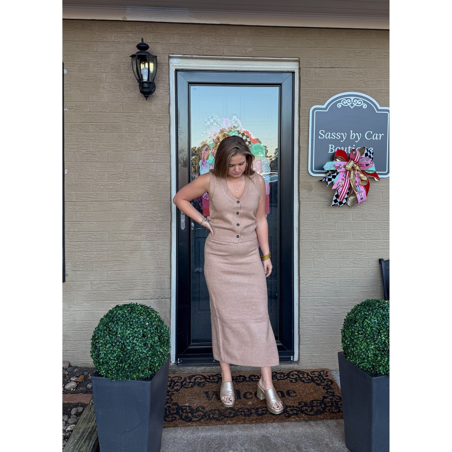 Gia Sweater Knit Set, Taupe