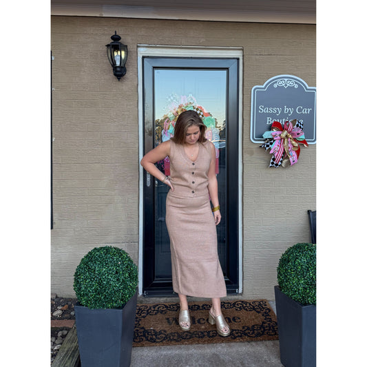 Gia Sweater Knit Set, Taupe