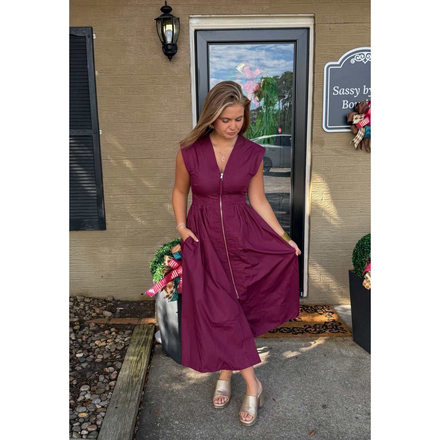 Annie Midi Dress, Burgundy