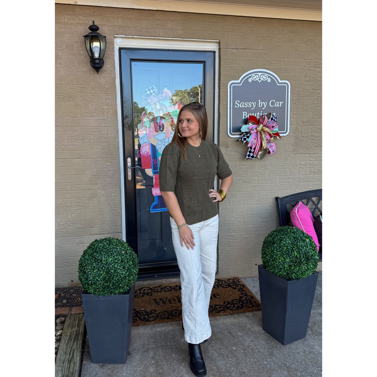 Wren Sweater Top, Olive