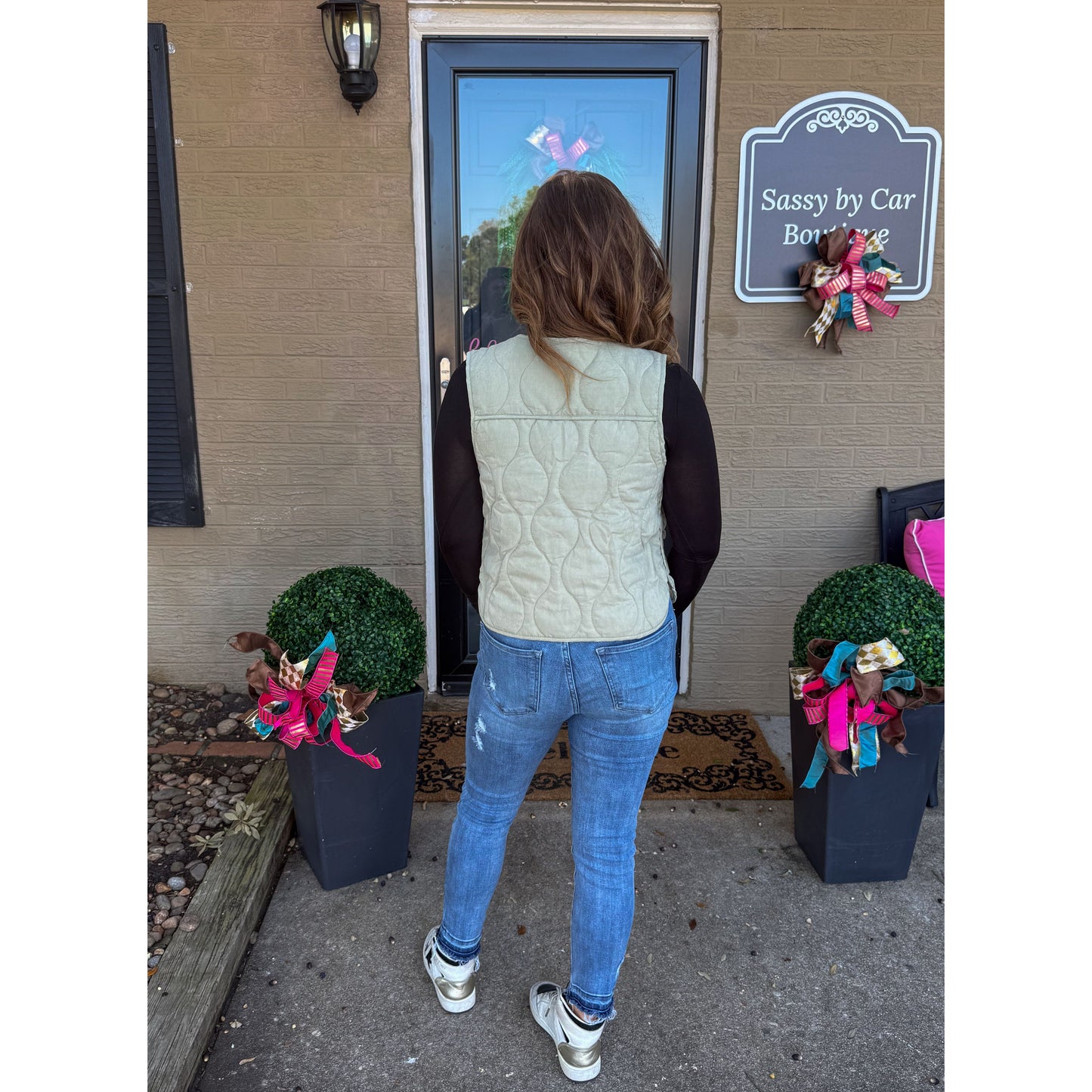 Reign Quilted Vest, Sage Green