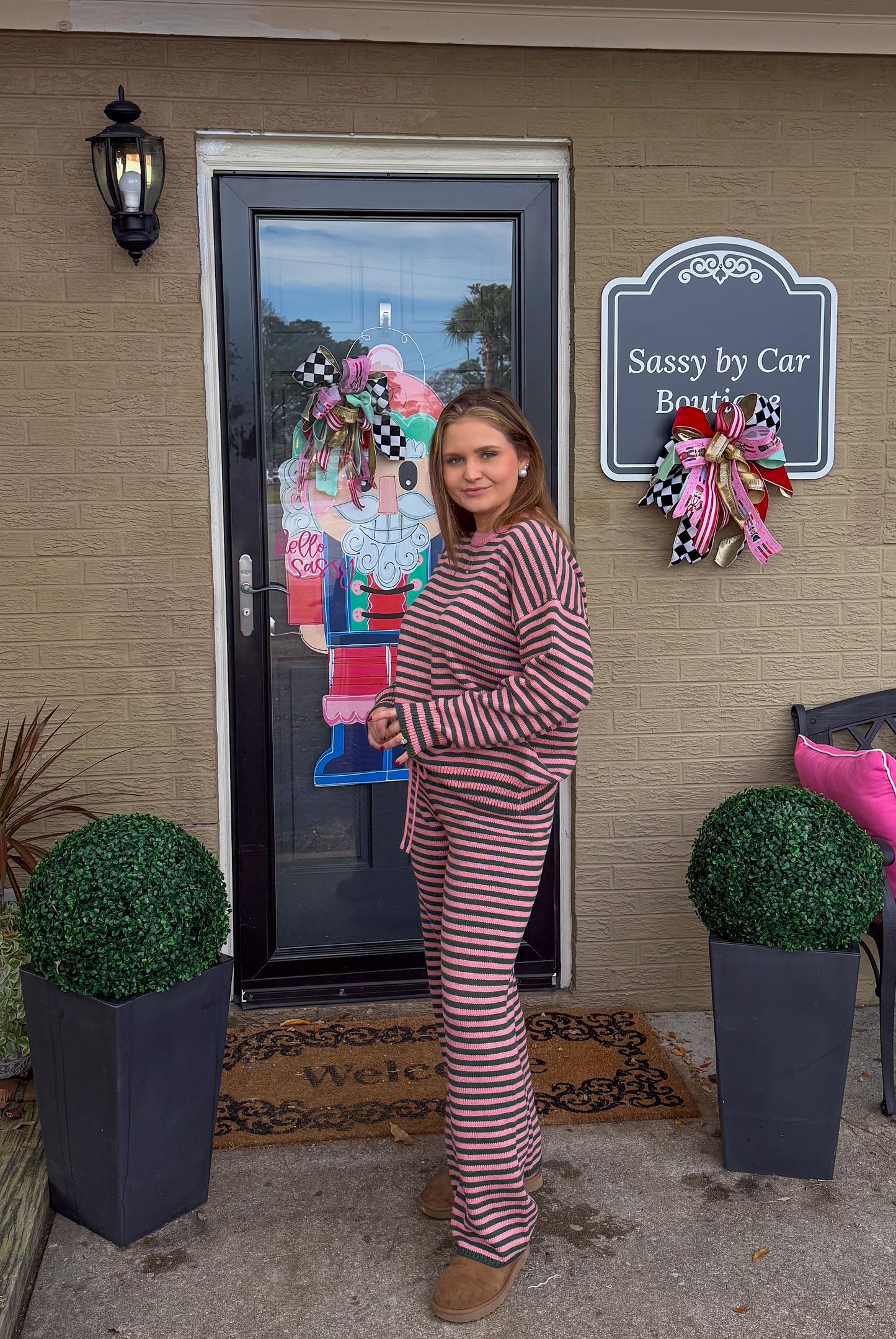 Pink/Green Stripe Lounge Set