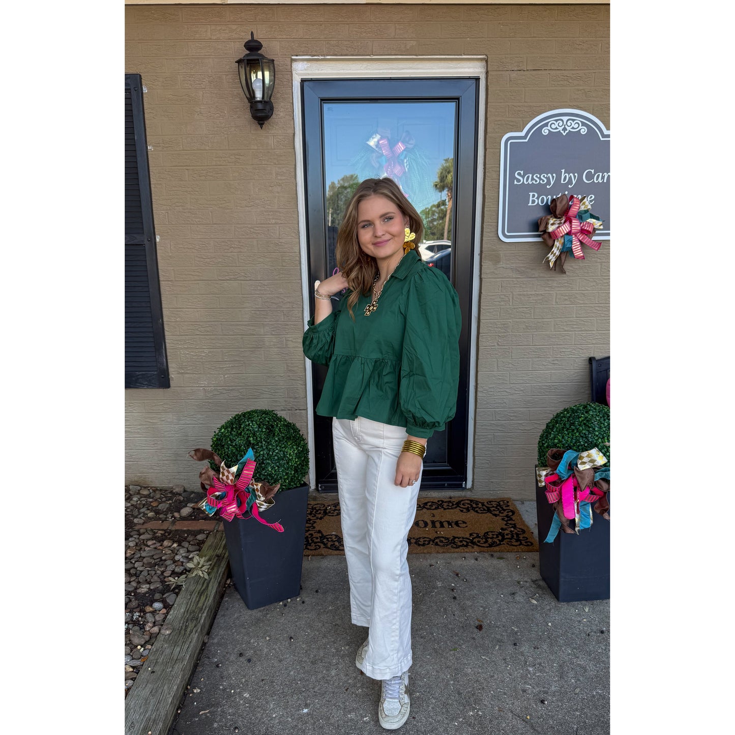 Lilly Blouse, Hunter Green
