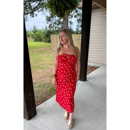 Polka Dot Detail Midi Dress
