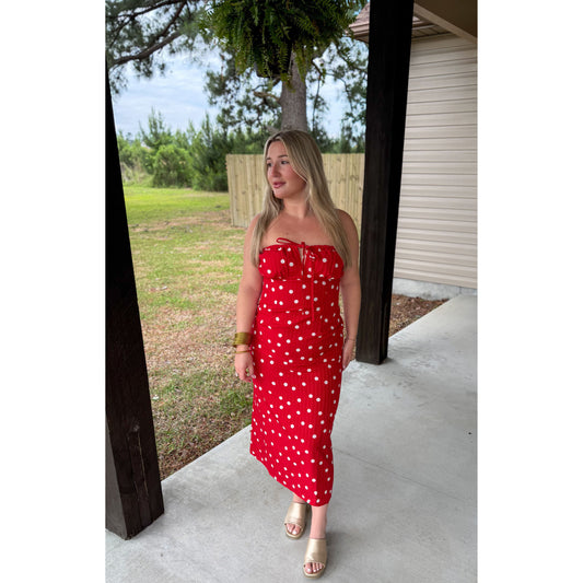 Polka Dot Detail Midi Dress