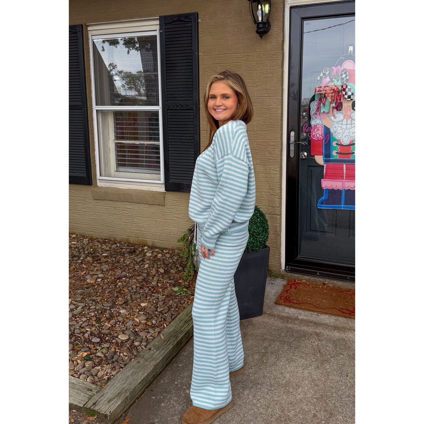 Knit Stripe Lounge Set, Blue Multi