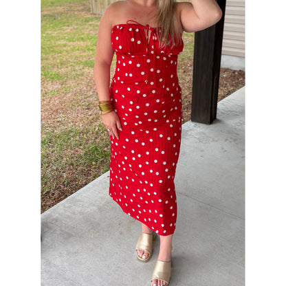 Polka Dot Detail Midi Dress