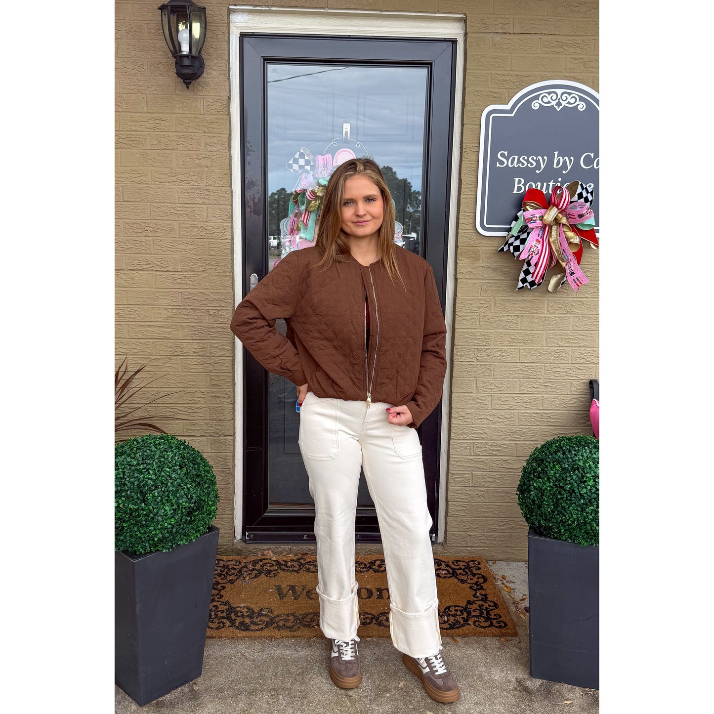 Quilted Puffer Jacket, Chocolate