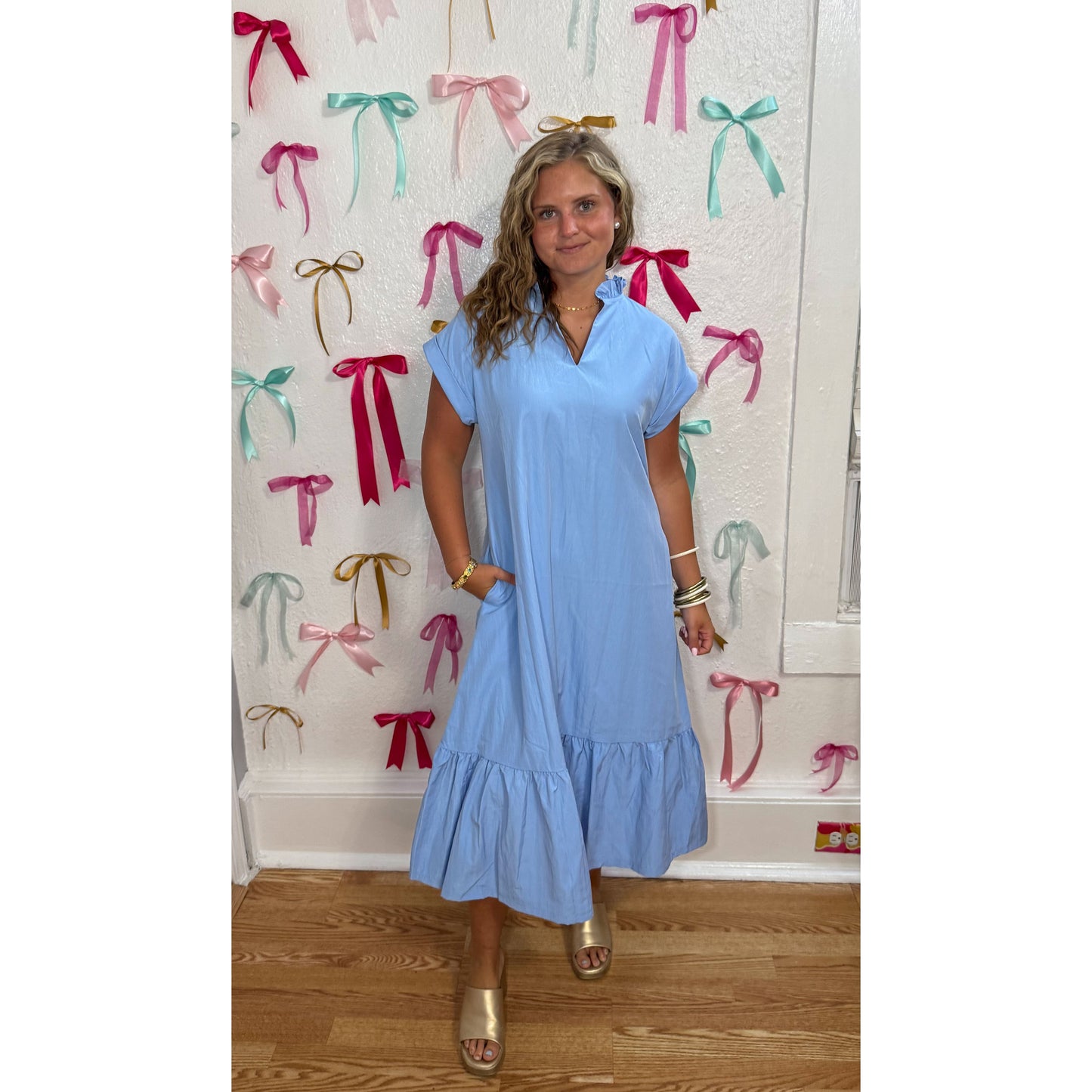 Belle Midi Dress, Sky Blue