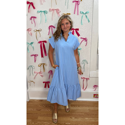 Belle Midi Dress, Sky Blue