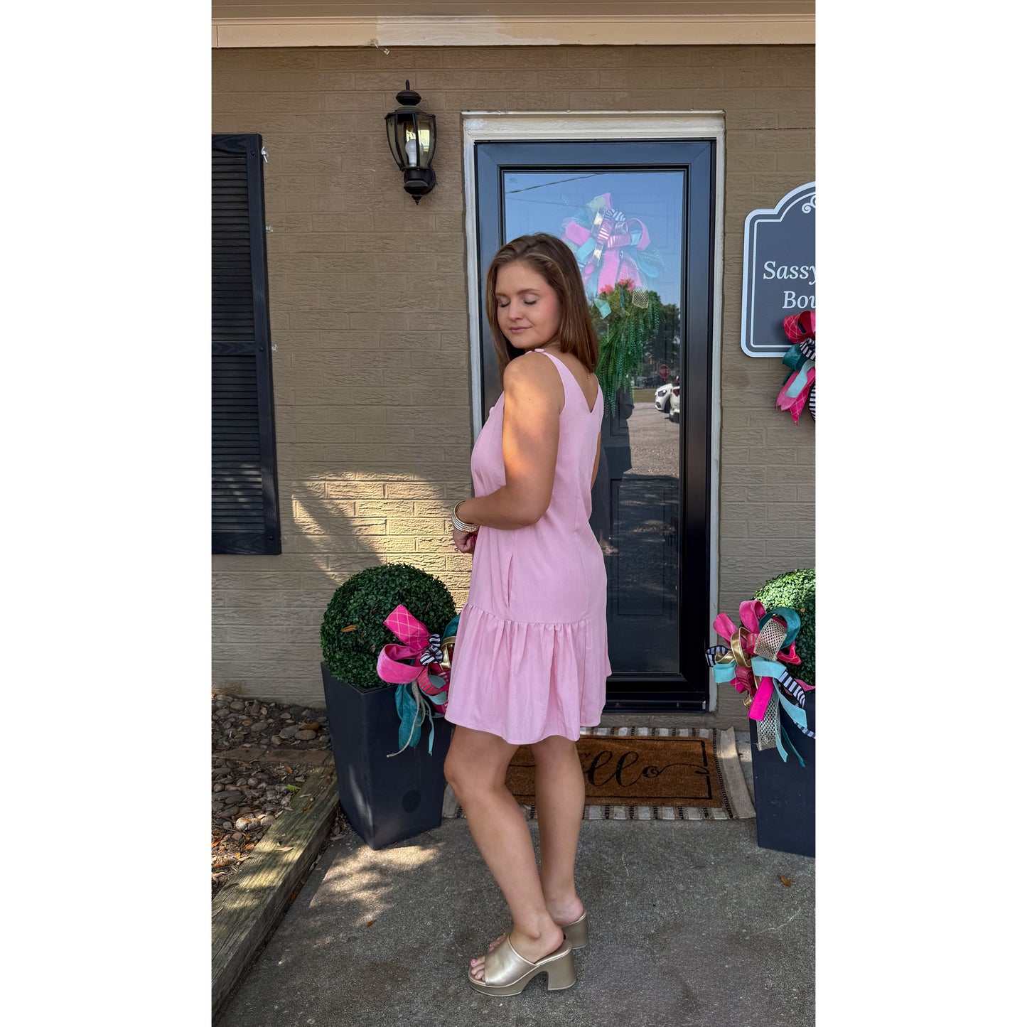 Maya Ruffle Mini Dress, Soft Pink