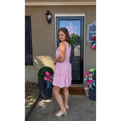 Maya Ruffle Mini Dress, Soft Pink