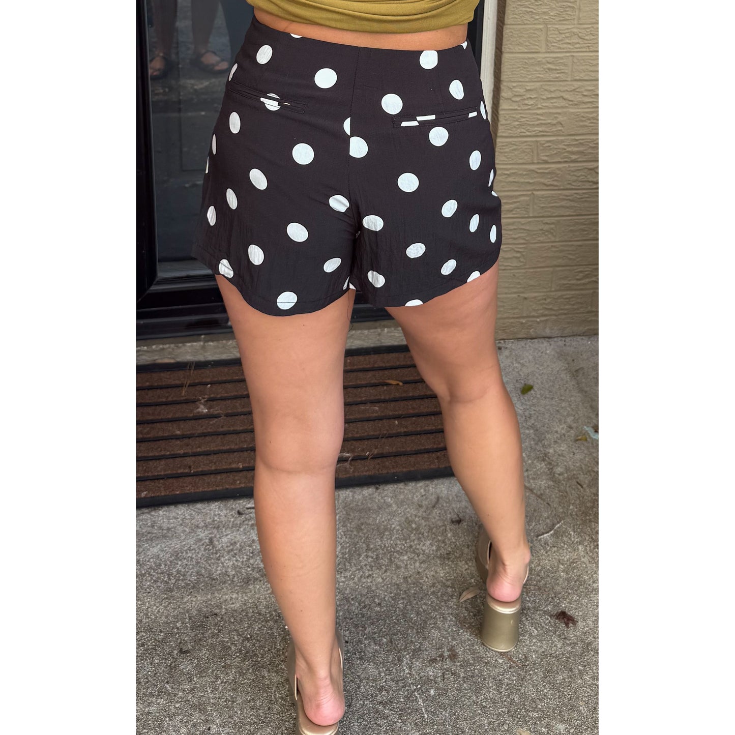 Tatum Polka Dot Shorts, Black/White
