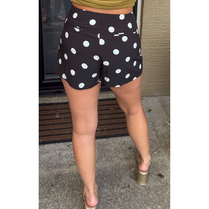 Tatum Polka Dot Shorts, Black/White